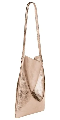 Caspar Klassisch Elegante Schultertasche aus Leder - CLASSIC LINE Modell No.822 in Bronze Metallic - Elegante Schultertasche aus 100% italienischem Echtleder. Ideal für den Alltag mit praktischem Design und ausreichend Platz für Essentials. Langlebig und stilvoll – dein neues Lieblingsaccessoire!