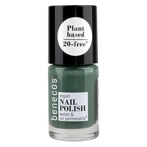 Benecos 20-Free Vegan Nail Polish sage green - pflanzenbasierter Nagellack - schnelltrocknend & langanhaltend - wasserdurchlässig - angereichert mit Biotin - 5ml