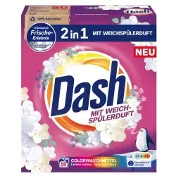 Dash 2 in 1 Colorwaschmittel mit Weichspülerduft 504107 , 1 Packung = 3 kg, für ca. 50 Waschladungen