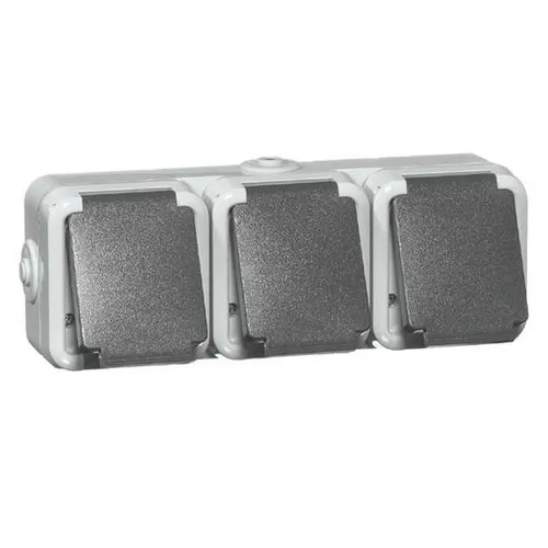 Peha 3-fach Steckdose mit Erdungsstift, grau