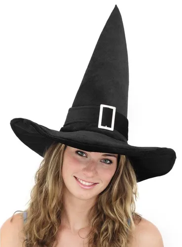 Metamorph Hexen-Kostüm Hexenhut schwarz 59 - Hexenhut mit großer Metallschnalle, perfekt für gruselige Kostümfeste und Halloween