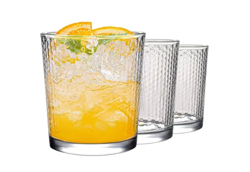 KONZEPT Gläser-Set Transparente Trinkgläser Set 365 ml 6 Stk. Stapelbar, 6-tlg., 6-teilig, Strukturierte Gläser Ideal für Wasser, Saft, Milch