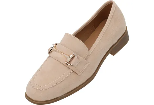 Palado Loafer Damen Skennu – modische Halbschuhe im zeitlosen Design Beige UK7 - EU40 - Eleganter Damenloafer aus strapazierfähigem Material mit weicher Innensohle für ganztägigen Komfort. Die rutschfeste Sohle sorgt für Stabilität, ideal für den Alltag und vielseitig kombinierbar zu jedem Outfit.