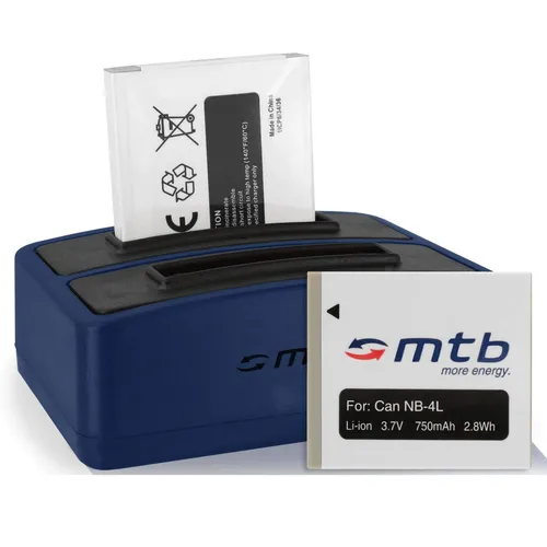 Dual-Ladegerät (USB) + 2x Akku NB-4L für Canon IXY Wireless / LEGRIA Mini