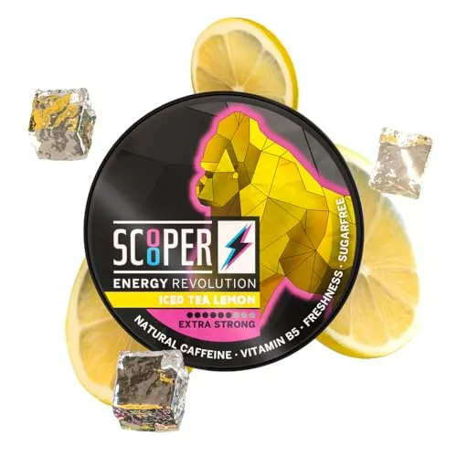 Produktbild SCOOPER Energy 1x Iced Tea Lemon Xtra Strong | 80 MG Koffein pro Pouch | 12 Pouches pro Dose | Zuckerfrei & Vegan | Energy Drink Alternative