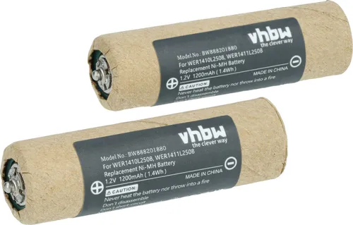 vhbw 2x Akku Ersatz für Panasonic WER160L2506, WER154L2504, WER1410L2508 für Rasierer, Haarschneider (1200 mAh, 1,2 V, NiMH)