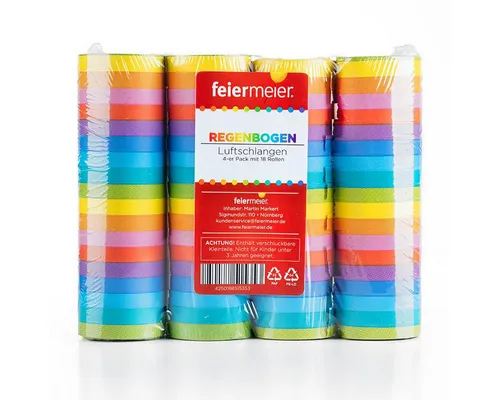 feiermeier Luftschlange Luftschlangen 'Regenbogen', 4m / 4 Rollen