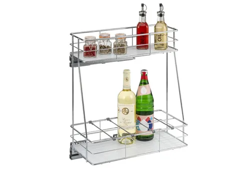 bremermann Teleskopauszug mit Soft-Close System - Teleskopauszüge für die Küche, 2 Etagen mit viel Stauraum und Soft-Close System für sanftes Schließen. Ideal für Flaschen und Lebensmittel, passt in Schränke ab 45 cm Tiefe.