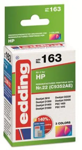 Edding Druckerpatrone ersetzt HP 22XL, C9352AE Kompatibel Cyan, Magenta, Gelb EDD-163 18-163