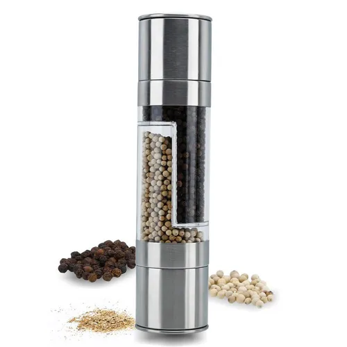 Pfeffermühle Gewürzmühle 2 in 1 Grinder Handmühle aus Kunststoff und Edelstahl