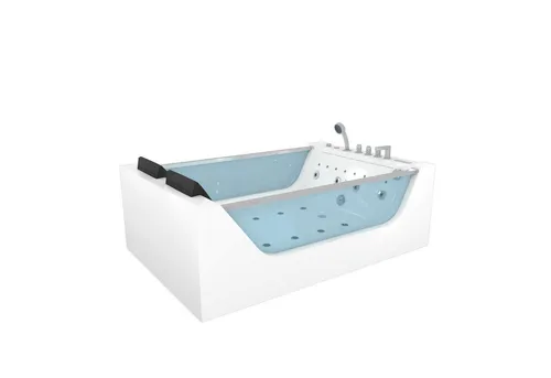 AcquaVapore Whirlpool by Sandra Jentho - 120x60x180 cm, Weiß - Dieser Whirlpool bietet eine aktive Reinigungsfunktion für die Schläuche, die eine hygienische Nutzung unterstützt. Mit 6 Düsen für Wassermassage und 8 für Luftmassage ist er ideal für entspannende Momente im Badezimmer.