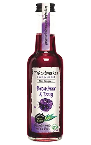 Fruchtwerker | Brombeer & Essig | Mit Saft aus echten Früchten | gesüßt mit Agavendicksaft | 250ml Glasflasche
