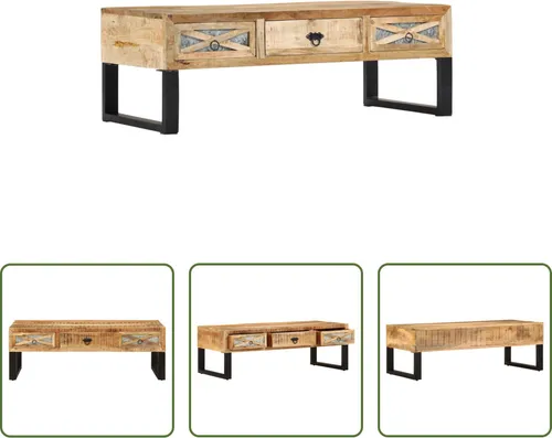 Massivholz Couchtisch 110 x 50 x 38 cm aus Mango