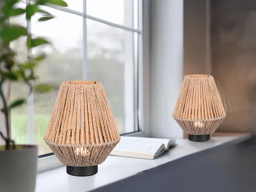 Reality Leuchten LED Tischleuchte 2er SET, Dimmfunktion, Warmweiß, kabellos - Die kabellosen LED Tischleuchten im Boho Design sorgen für stimmungsvolle Beleuchtung ohne Stromanschluss. Mit 3-stufigem Sensordimmer und einer Leuchtdauer von bis zu 8 Stunden sind sie ideal für jedes Zimmer.