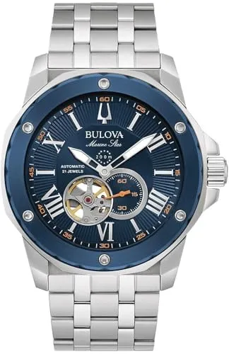 Bulova Automatic Watch 98A302 - Herren Armbanduhr mit automatischem Uhrwerk, leuchtenden Zeigern und 20 bar wasserdicht. Hochwertiges Edelstahlband in Silber, perfekt als Geschenk mit 2 Jahren Garantie.