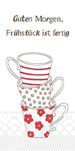Mank GmbH Servietten aus Tissue 33 cm x 33 cm | 1/8 Falz Kaffee Serviette | hochwertige Einmal-Serviette |100 Stück | Frühstück ist Fertig ! (Rot-Braun)