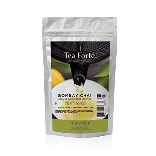 Tea Forté Bombay Chai - Bio Schwarztee Indische Gewürze - Vollblatt-Tee - Reißverschlussbeutel 454 gr.