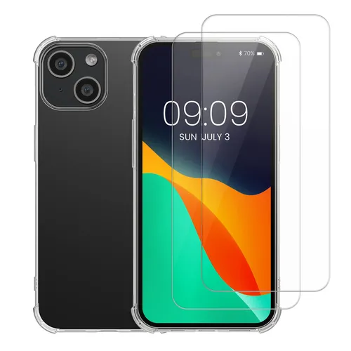 Hülle für Apple iPhone 15 mit 2x Glas Schutz Folie