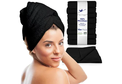 MOON Heimtextilien Handtuch 10er Pack Friseurtuch - Saunahandtücher aus saugstarker Mikrofaser, ideal für Friseursalons und Zuhause. Schnell trocknend und pflegeleicht, mit stabilen Aufhängern.