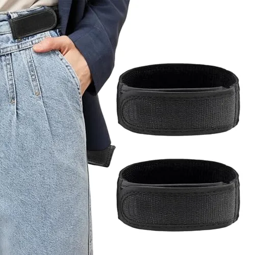 AIWXEEU 2 Stück Gürtel Ohne Schnalle für Damen und Herren, Elastischer Stretchgürtel Unsichtbar für Jeans, Schnallenfreier Hosenbund Schwarz, Verstellbares Nylon Zubehör für Reisen, 33x4cm