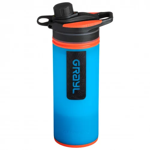Grayl Geopress Wasserfilterflasche - Bali Blue - Trinkflasche für Outdoor und Wandern mit OnePress Global Protection Technologie. Entfernt 99,99 % der Viren und bietet sauberes Trinkwasser überall, schnell und einfach.