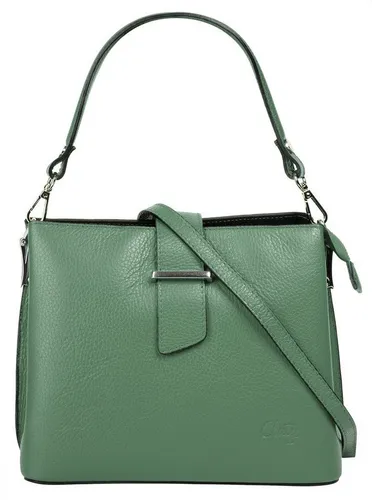 Cluty Handtasche Damen 021791 grün - Elegante italienische Leder Handtasche für jeden Anlass. Mit abnehmbarem Schultergurt und viel Stauraum für Smartphone, Schlüssel und Make-up. Perfekt für Cocktailabende oder Stadtbummel.
