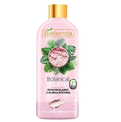 Bielenda, Botanical Clays Vegan, Mizellenflüssigkeit Make up Entferner mit Rosa Tonerde, Trockene und dehydrierte Haut 500ml