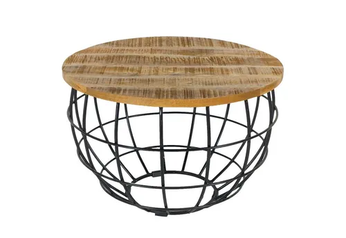 Amagohome Couchtisch rund 55 cm aus recyceltem Holz in gold von Amagohome