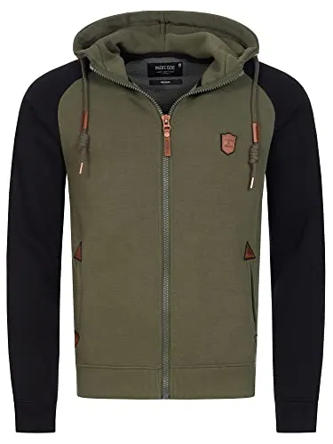 Indicode Herren Arbutus Kapuzensweatjacke | Hoodie Kapuzenpullover Pulli für Männer Army, XXL