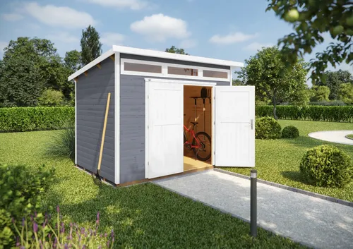 Weka Gartenhaus 264 Gr. 4, 21 mm, grau - Gartenhaus aus robustem 21 mm Holz, ideal für die Aufbewahrung von Gartengeräten und Möbeln, schützt vor Witterungseinflüssen.