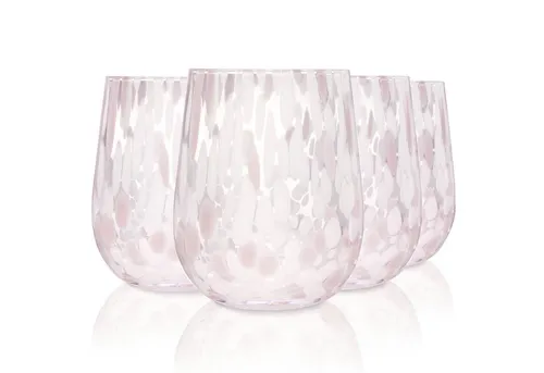 SÄNGER Gläser-Set Bunt, 4-tlg., Glas, 4x Trinkgläser Curacao mit weiß rosa Punkten, Füllmenge 320ml