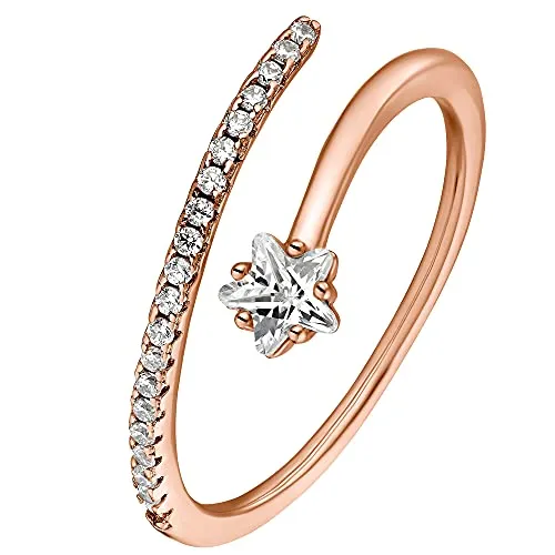 Heideman Ring Damen aus Edelstahl rosegold farbend poliert Damenring Jella für Frauen vergoldet rosevergoldet mit Stein weiß