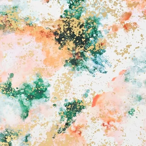 Geschenkpapier 70cm x 2m Rolle mit Aquarell & Goldmuster - Verpackungspapier elegant abstrakt - Geschenkpapierrolle für Geburtstag Weihnachten Hochzeit besondere Anlässe - hochwertig & edel