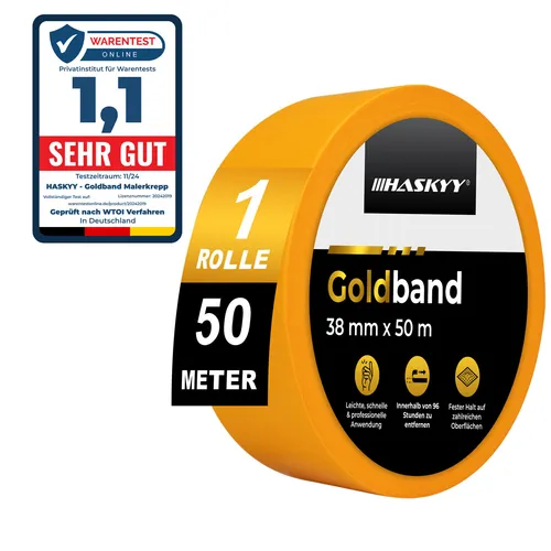 Goldband Malerband Kreppband Malerkrepp 38mm x 50m Profi Klebeband Abdeckband
