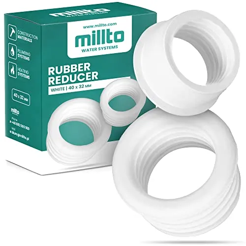 Millto™ Gummi Reduzierstück Rohreinsatz Push Fit Abflussrohr Abflussrohr Gummimanschette Dichtungsadapter 3 bar Anschluss Ø 40 x 32 mm Weiß