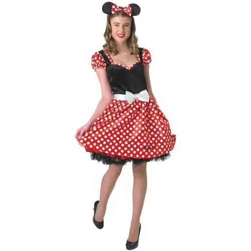 Rubies Offizielles Damen-Kleid Disney Minnie Maus, Gr. L - Kostüm-Outfit für Erwachsene, zauberhaftes Minnie Maus Kleid mit passendem Kopfband für einen unvergesslichen Auftritt bei jeder Gelegenheit.