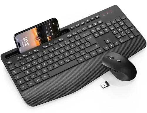 Kabelloses Tastatur Maus Set mit Ergonomischer Handballenauflage