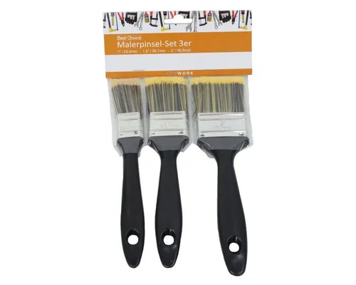 B&C Flachpinsel Pinsel Set 3tlg. 25, 38 & 50 mm Synthetische Borsten Kunststoffgriff, (3 St), mit Aufhängung