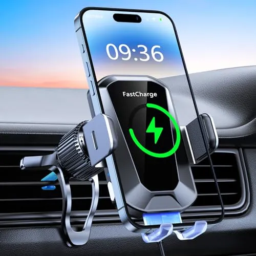 EOIWUY 15W Handyhalterung Auto mit Ladefunktion, 【Automatische Klemmung】 Induktive Ladestation Auto, Stabile & Fast Wireless Charger Auto Handy Halterung Lüftung für iPhone 17/16/15, Galaxy S25 usw