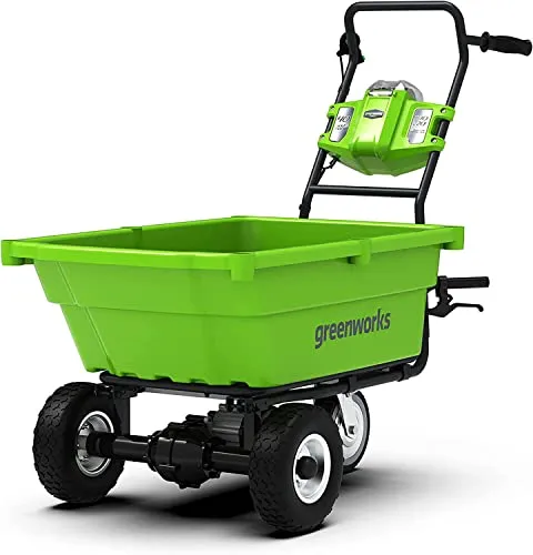 Greenworks G40GC - Selbstfahrender Akku Gartenwagen mit 100 kg Tragkraft, komfortable Kippfunktion und 3 Jahre Garantie, ideal für müheloses Bewegen schwerer Lasten