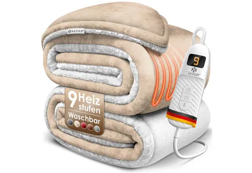 KESSER Heizdecke aus Sherpa-Fleece – Doppelseitige elektrische Wärmedecke