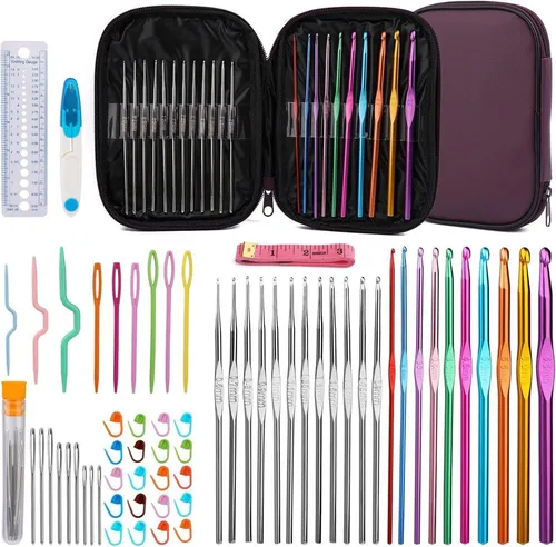 Ruasol 60-teiliges Häkelnadel-Set mit ergonomischen Nadeln - Entdecken Sie das Ruasol Häkelnadel-Set mit 60 Teilen: Ergonomische Nadeln, praktische Aufbewahrungsbox und alles, was Sie für kreative Häkelprojekte benötigen. Ideal für Anfänger und Fortgeschrittene.