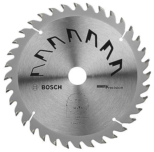 Bosch Kreissägeblatt Precision 160mm - Kreissägeblatt für Holz, Ø 160 mm mit 36 Hartmetallzähnen für präzise und saubere Schnitte. Ideal für intensive Einsätze in der Holzverarbeitung.