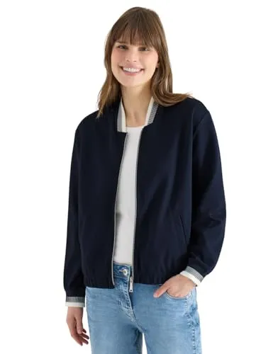 CECIL T-Shirt Blouson aus Jersey mit Kontrastdetails - Leichter Jersey Blouson für Damen von CECIL, ideal für sportliche Casual-Looks. Mit Rundhalsausschnitt und Reißverschluss für eine klare Optik. Seitliche Taschen bieten praktischen Stauraum. Perfekt für entspannte Outfits.
