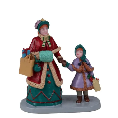 Lemax-22142-145 Holiday Shopping With Mom, Weihnachtsdorf, Weihnachtsfiguren