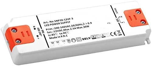 revolt LED Treiber: LED-Transformator, 230V auf 12V, Gesamtlast bis 30 W, 156 x 50 x 17 mm (LED Driver, Trafo 12 V, Netzteile)