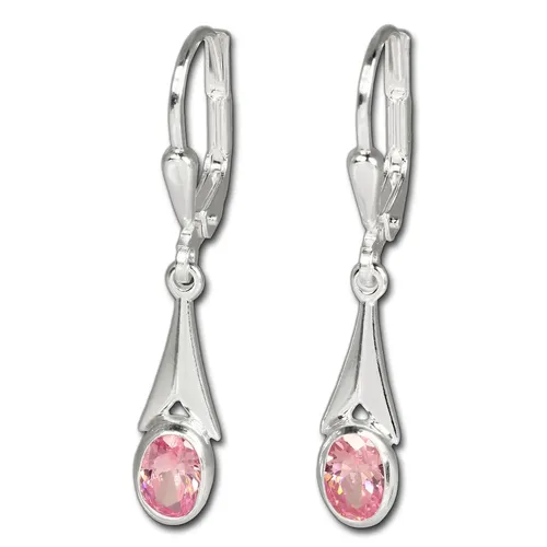 SilberDream Ohrringe Damen-Schmuck 925er Silber Ohrhänger Stein rosa SDO514A