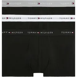 Tommy Hilfiger 3P WB Trunks Schwarz/Weiß - X-Large Herren Boxershorts - Herrenunterhosen aus 95% Baumwolle und 5% Elasthan, bieten perfekten Tragekomfort und Flexibilität. Eleganter elastischer Bund mit Tommy Hilfiger-Logo für einen stilvollen Look.