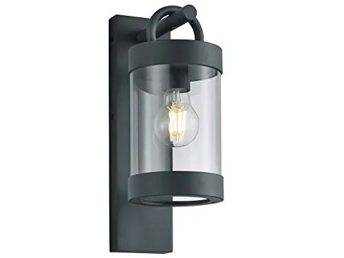 meineWunschleuchte Außenwandlaterne aus Aluminium in Anthrazit, 33cm - Hochwertige Außenwandlaterne aus Aluminium, mit austauschbarem E27 LED 4W für warmweißes Licht. Ideal für Außenbereiche dank Schutzart IP44 und optionalem Dämmerungssensor.