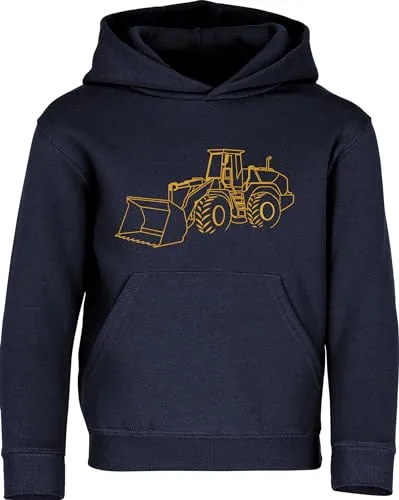 Baddery Workwear Pullover für Jungen - Radlader Hoodie Kinder - Bagger Pulli Junge (Navy 164)